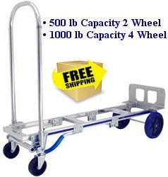 18 x 7.5 Cast Aluminum Nose Plate 1 Signature Wheels with Single Face Contact Brake Large Convertible Hand Truck Standard Frame RWM HC1-CA2-SW2-B3 